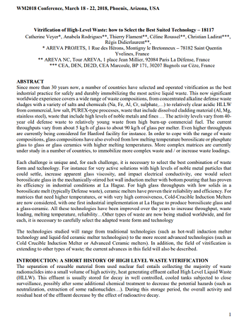 Vitrification of High-Level Waste: how to Select the Best Suited Technology